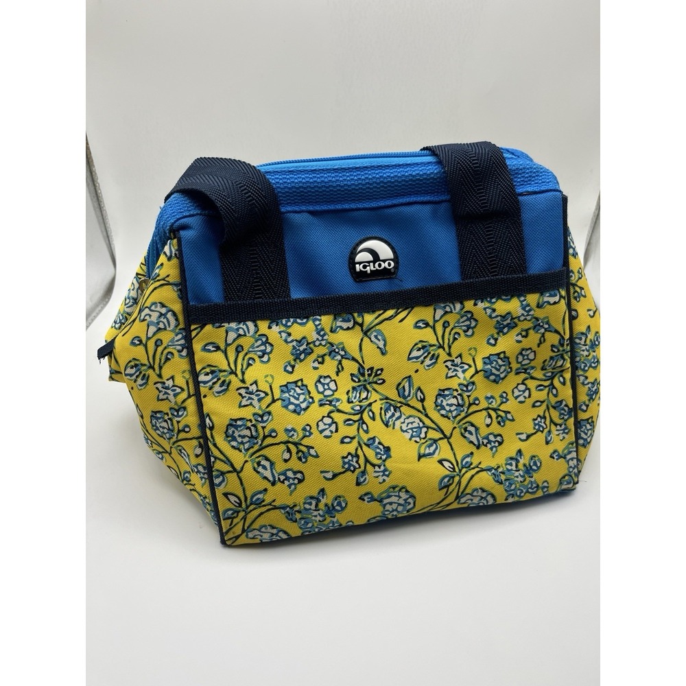 Igloo Insulated Lunch Cooler Bag Yellow Blue Floral Soft Side Tote